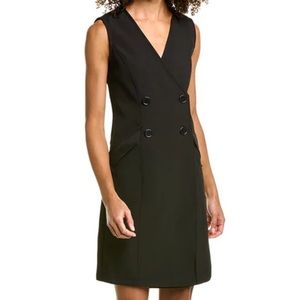 NWT Max Studio  Women's Black Sleeveless Double Breasted Twill Dress
